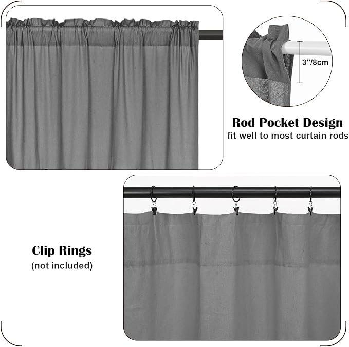 Boho Kitchen Curtains 36 Inch Length, Farmhouse Cotton Linen Tier Curtains - Image 6