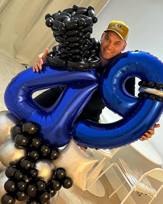 8 Balloon - Night Blue Birthday Number Balloons, 40 Inch Party Decorations | - Image 2