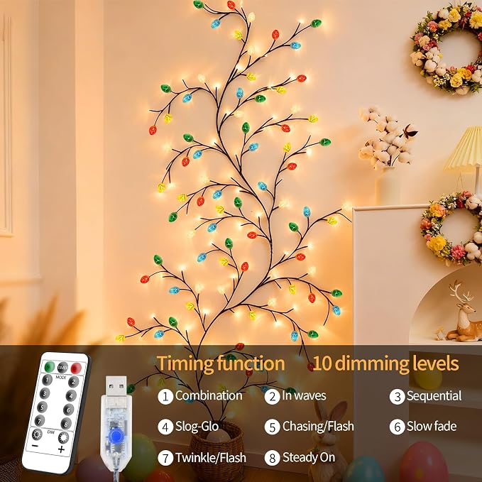 4FT 48LED USB Easter Egg Tree Branch Lights - Image 3