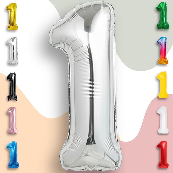 Silver Number Balloon 1 Mylar Foil Balloons 32 inch - Image 5