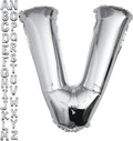 40 inch Silver Letter V Balloon, Big Size Alphabet Foil Mylar Helium Balloons by VHUWE