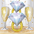 Diamond Ring Balloons Champagne Wine Glass Foil Balloons by Togvu