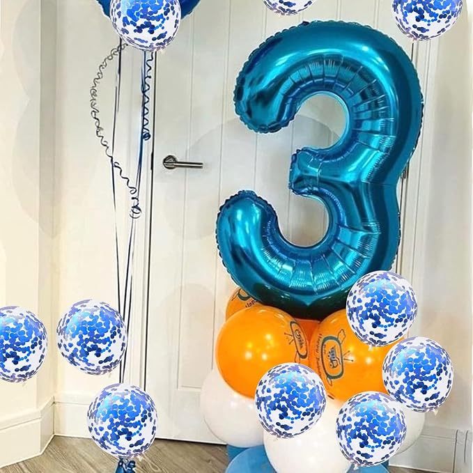 17th Birthday Blue Foil Number 17 Balloons - Image 5