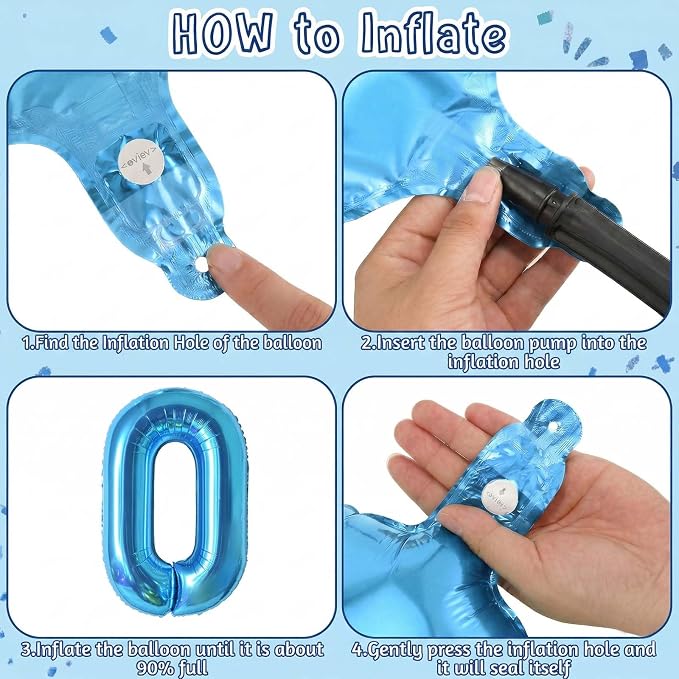 Light Blue Number 10 Balloon 40 Inch, Foil Numeral - Image 5