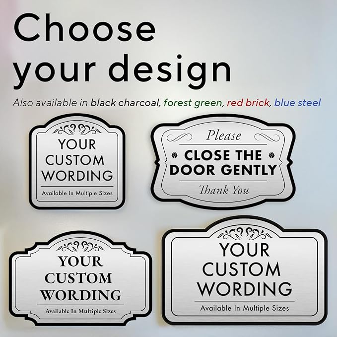 Custom Decorative Outdoor Metal Sign, Personalized Aluminum Driveway Sign - Waterproof, Made in USA - Design 2 Metallic Silver 14x10 In