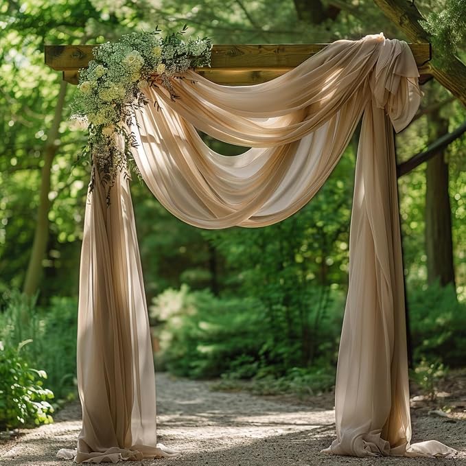 Nude Wedding Arch Draping Fabric Backdrop Drapes Sheer 4 Panels | 28.7"x20FT - Image 2