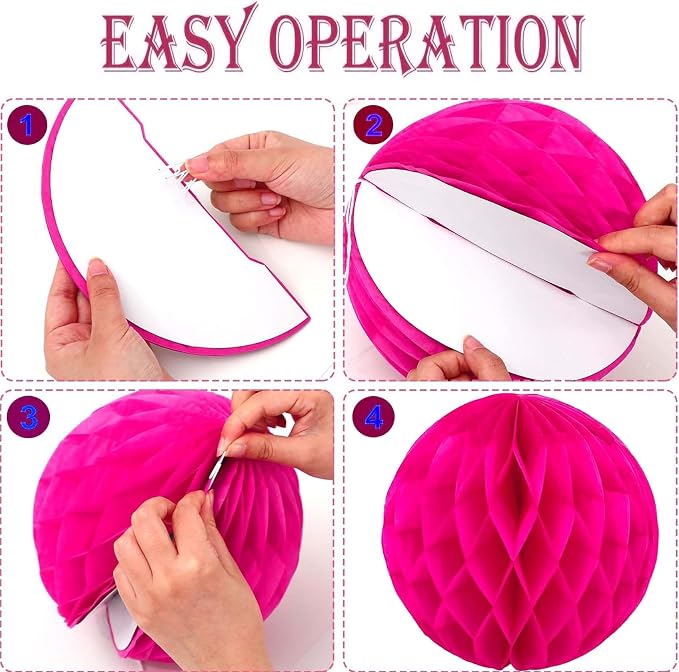 Orange and Pink Paper Honeycomb Flower Balls-12 Pcs 6" 10" Tissue Pompoms They - Image 6