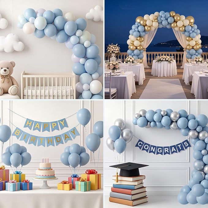 40pcs Dusty Blue Balloons 12 Inch, Helium Matte Muted Slate Blue Balloons | - Image 4
