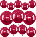 12Pcs Burgundy Red Round Foil Balloons, Metallic Deep Red Foil Balloon by vibzox