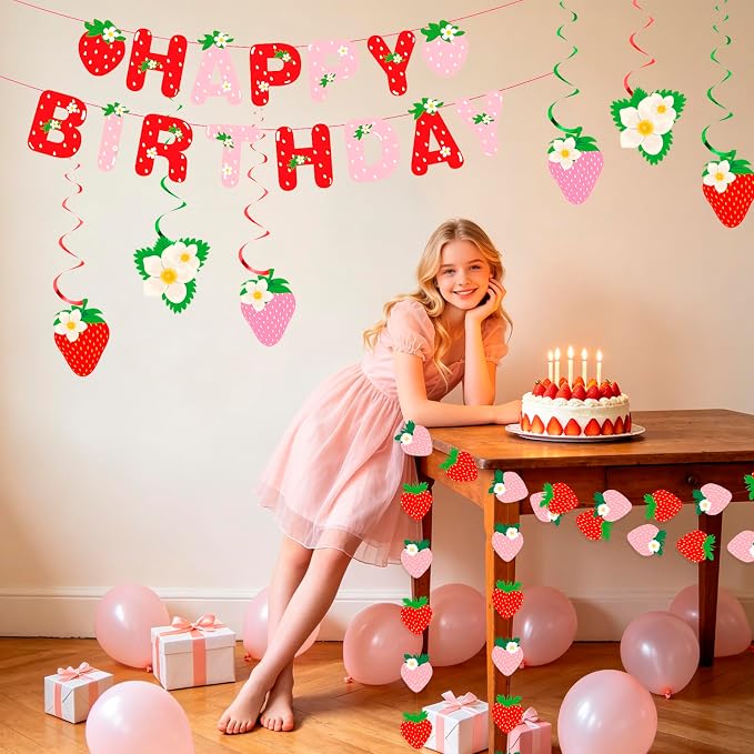 MEETINGU Strawberry Happy Birthday Banner - Image 6