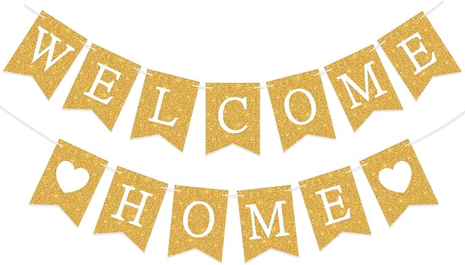 Yeaqee Welcome Home Banner Welcome Back Home Decorations 2 Hearts Sign by Yeaqee