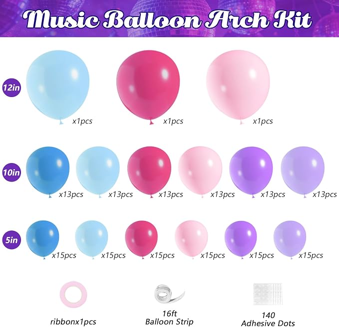 JOGAMS 173Pcs Cool-Tone K-Pop Stage Balloon Arch Kit, Prom & Music Backdrop - Image 2