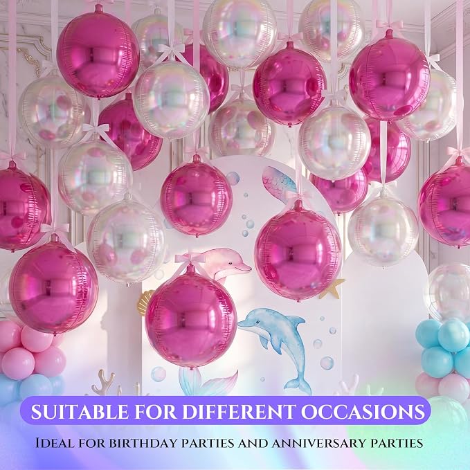 36 Set 22 Inch Iridescent Pearl Pink 4D Giant Round Foil Balloon Bulk Metallic - Image 5