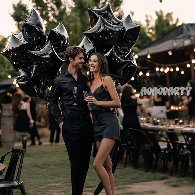 25Pcs Black Star Shaped Balloons 18Inch Foil Mylar Balloon Helium | - Image 3
