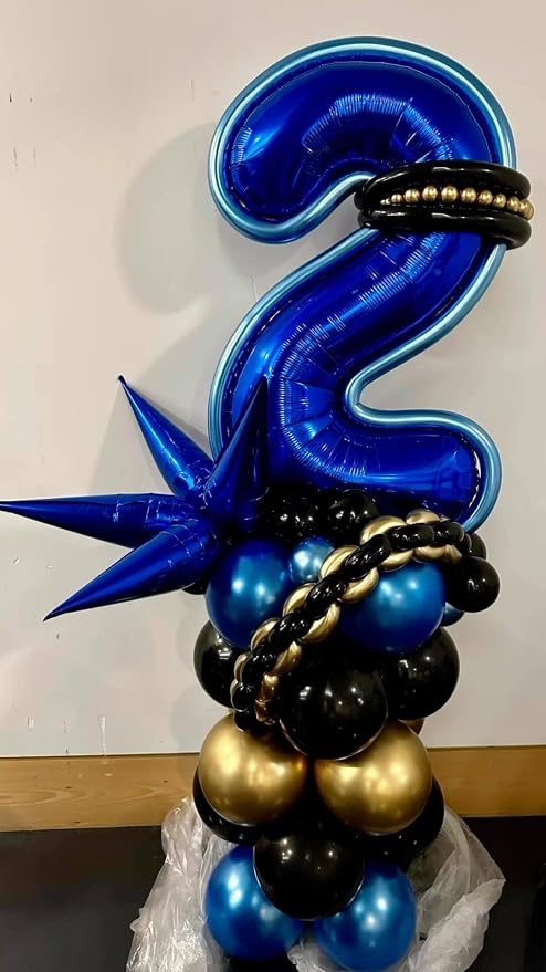 0 Balloon - Night Blue Birthday Number Balloons, 40 Inch Party Decorations | - Image 3