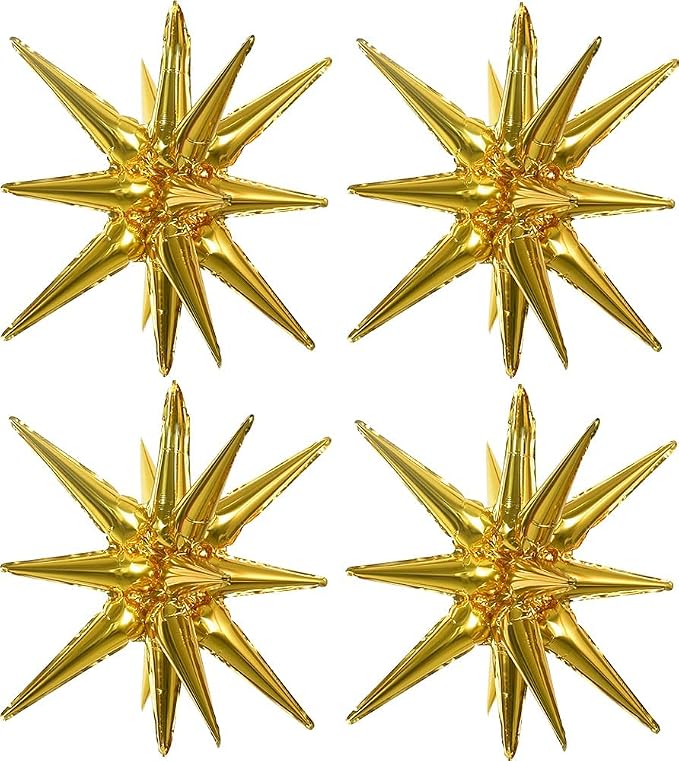 TONIFUL 4 Pcs Explosion Star Balloons Gold Foil Balloon Party Decorations | 22 by TONIFUL