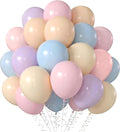 Pastel Balloons 12INCH Macaron Pink Blue Purple Yellow Light Rainbow Latex by Unknown