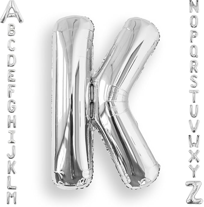 AULE 40 Inch Silver K Balloon Letter Foil A-Z Birthday Big Alphabet | Birthday by AULE