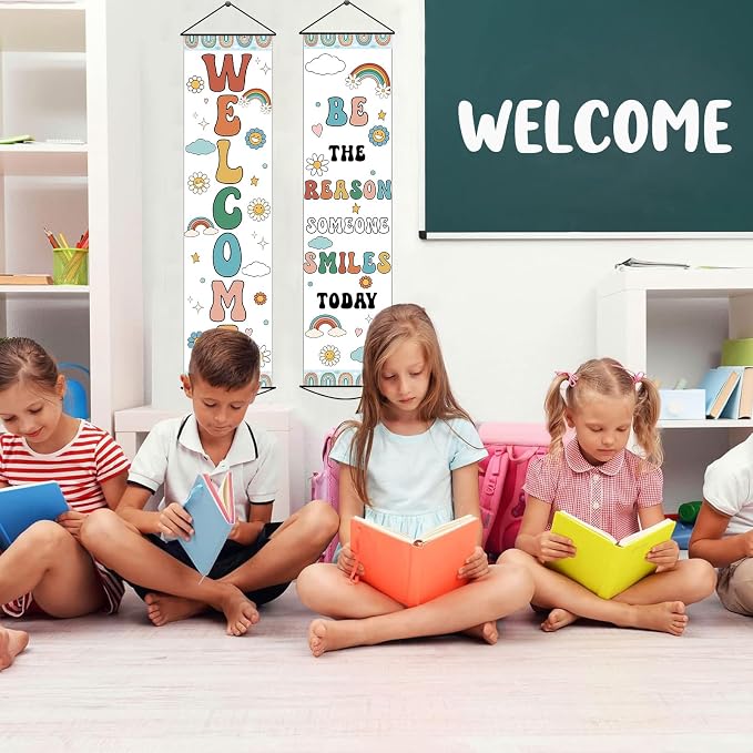 2 PCS Boho Welcome Banner for Classroom Door Decorations Back to School Banner - Image 6