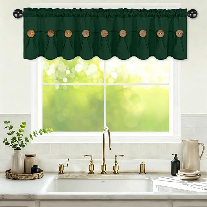Farmhouse Valance Curtains, Boho Cotton Linen Kitchen Valance, Rod Pocket - Image 2