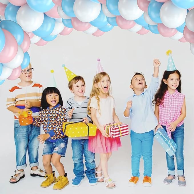 Pink Blue White balloons, 30 Pieces Pastel Pink White Blue Latex Balloons - Image 8