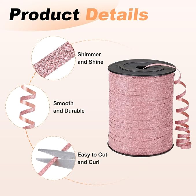 PATIKIL Glitter Curling Ribbon 500yds x 1/5" Plastic Balloon String Ribbon | - Image 3