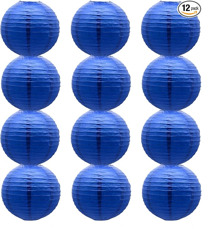 Blue Paper Lanterns Hanging Ceiling Chinese Round Lanterns by BARTHEW