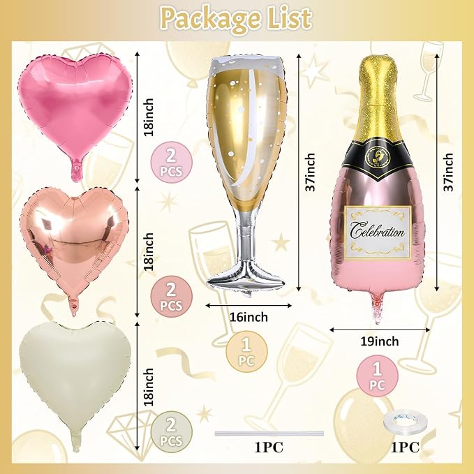 Champagne Balloons, Bachelorette Party Balloons - Image 2