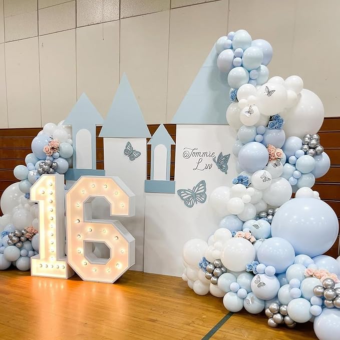 Pastel Blue and White Balloons, 12 Inch 35PCS Light Baby Blue Pearl White - Image 8