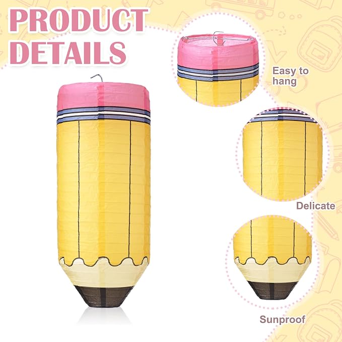 Retisee 12 Pcs Pencil Hanging Paper Lanterns Classroom Decoration | Back to - Image 4