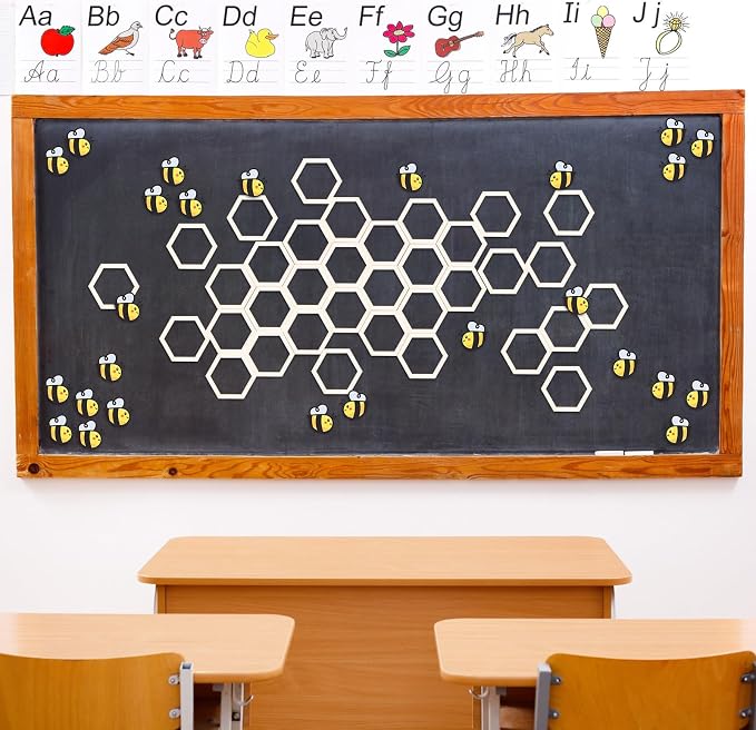 Gerrii 24 Pcs 4.7 Inch Honeycomb Decorations Unfinished Wooden Hexagon Wall - Image 7