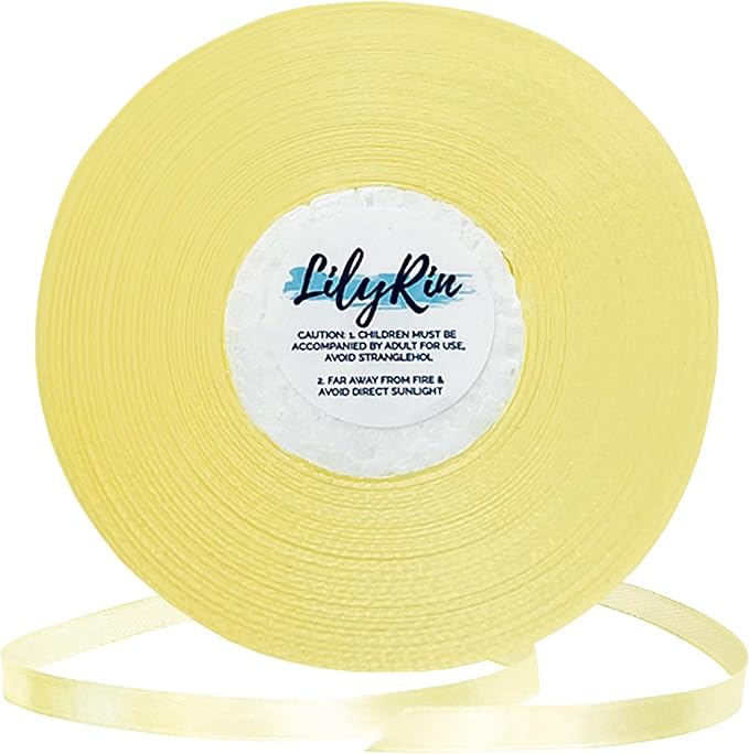 Light Yellow Ribbon 1/4 Inches 36 Yards Satin Roll Perfect by LilyRin