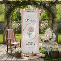 Personalized Floral Baby Shower Welcome Banner, Custom Fabric Backdrop Sign by Custom