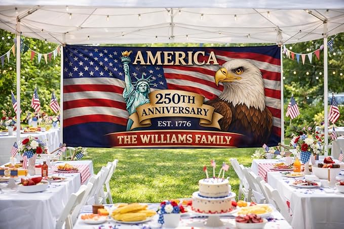 Personalized 250 Years of Freedom USA Banner 1776-2026, Patriotic American - Image 5