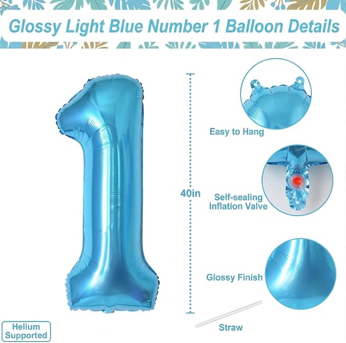 Light Blue Number 11 Balloon 40 Inch, Foil Numeral - Image 4