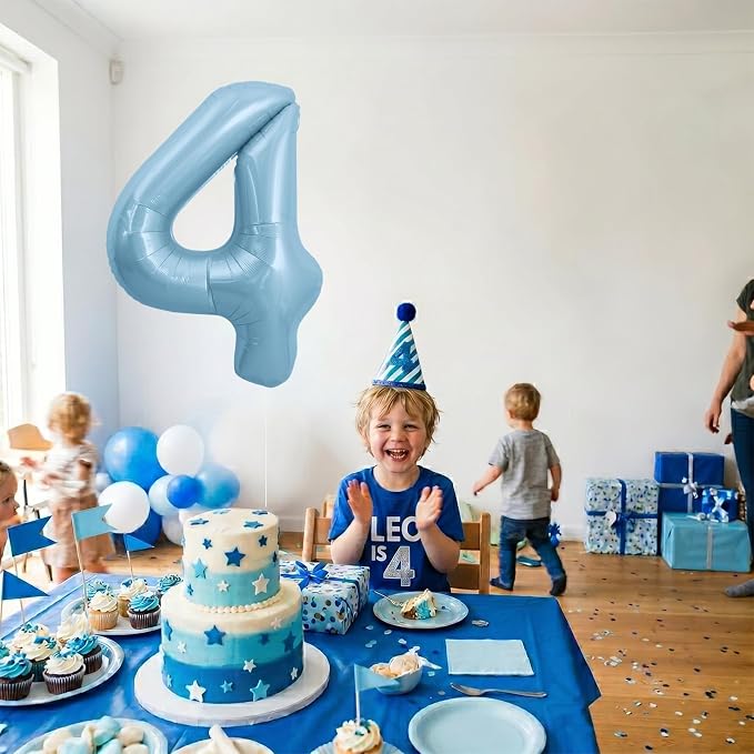 TONIFUL 40 Inch Light Blue Large Numbers Balloon 0-9 Foil Mylar Big Number - Image 5