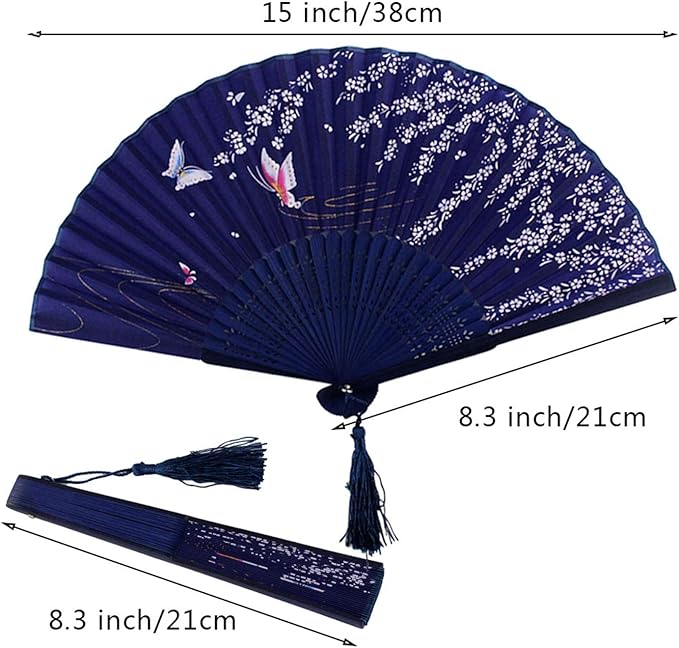 Bantoye 2 Pieces Handheld Fans, Silk Folding Fans - Image 2
