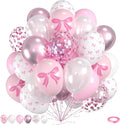 Pink Bow Balloons, Bow Printed Balloon Metallic Confetti Balloon by Saxuxu