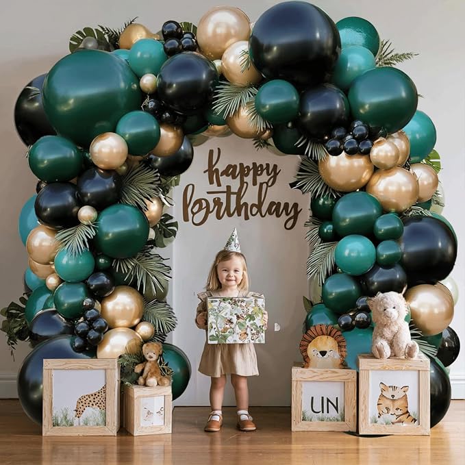 Emerald Dark Green Black Gold Balloon Arch Kit 119 PCs Double Stuffed | Luxury - Image 5