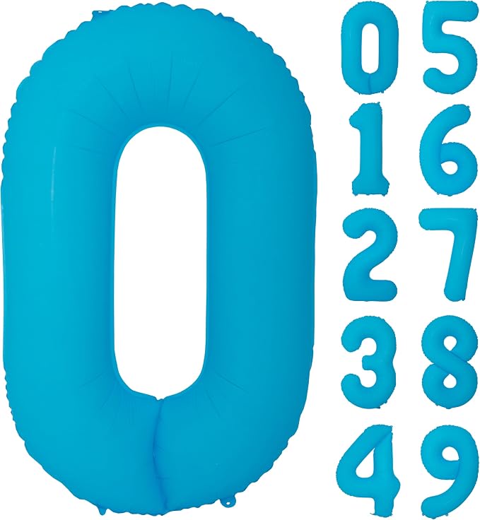 40 IN Blue Birthday Number 0 Balloon Fluorescent Blue Helium Foil Balloon | by YOIOZAIZAI