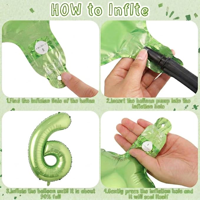 Light Green Number 6 Balloon 40 Inch, Glossy Foil Numeral Celebration Decor | - Image 5