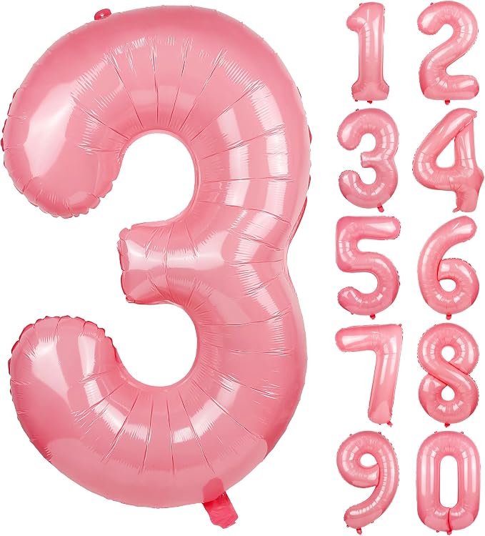 Macaron Pink Number 3 Balloon 40in Large Helium Foil Polyester Film Balloon | by Exquisitehighqualitypartydecorationstomeetyoureveryneed%EF%BC%81