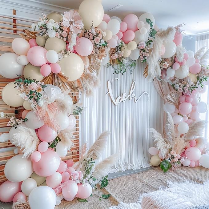 Pastel Light Pink Balloons Double Stuffed Pink Balloon Garland Arch Kit - Image 4
