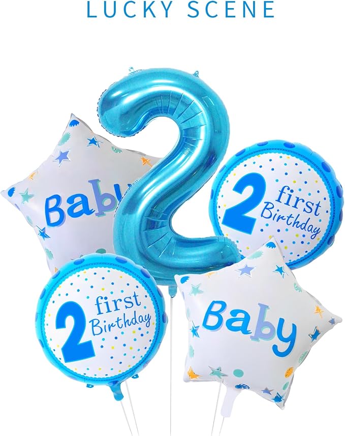Blue 2 Number Balloon, 40 Inch, Mylar Foil, - Image 2