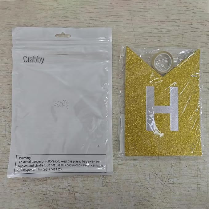 Clabby Glitter Gold Happy Birthday Banner - Image 6