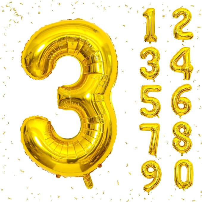 40 Inch Gold Number Balloons, Helium Mylar Foil Number Balloons by Unknown