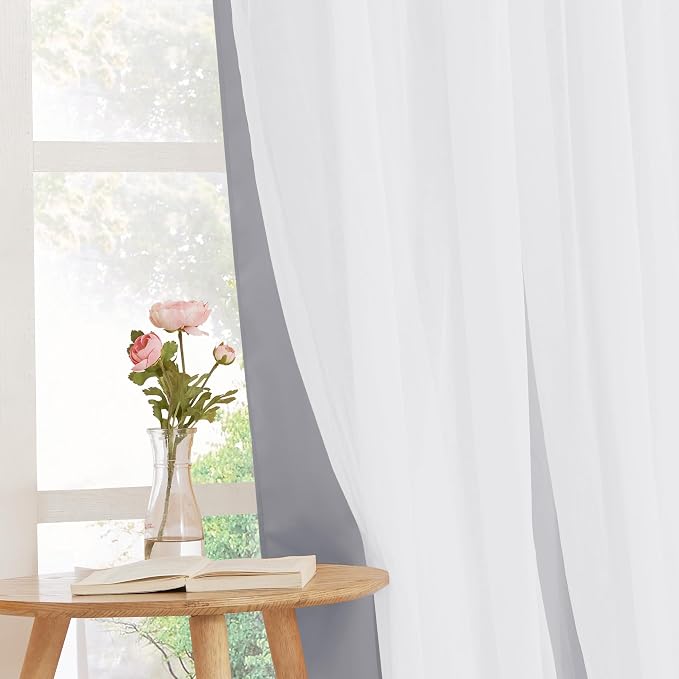 PONY DANCE Living Room Blackout Curtains, 95 Long | White Sheer Curtains - Image 5