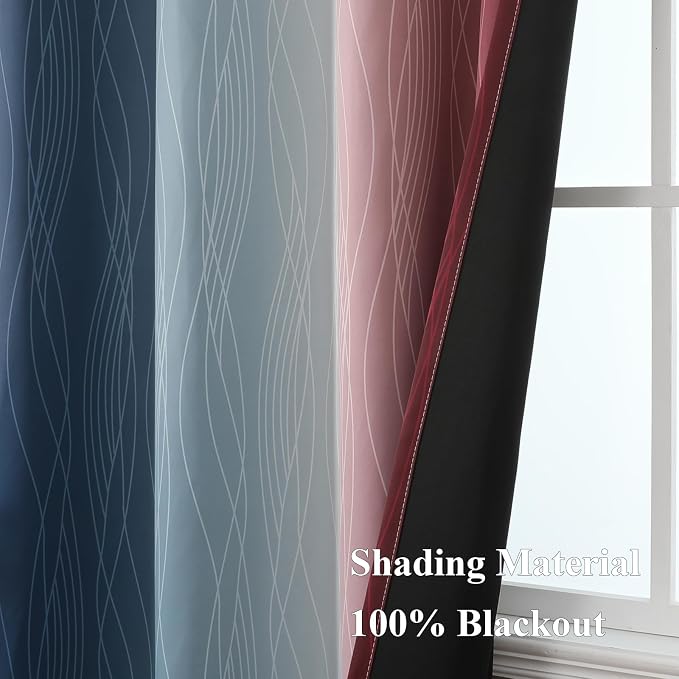 Navy Blue and Burgundy Red Ombre Blackout Curtains & Drapes - Image 5