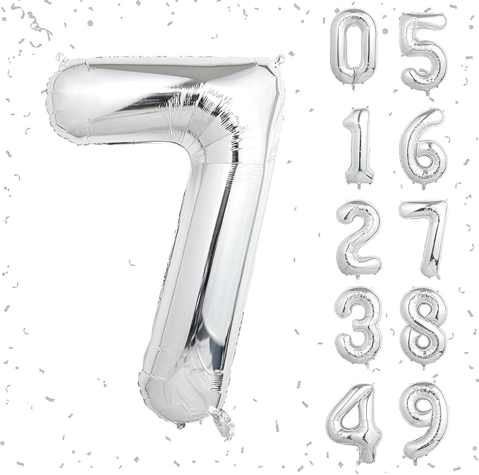 40 Inch Silver Number Balloons, Helium Mylar Foil Number Balloons by Unknown