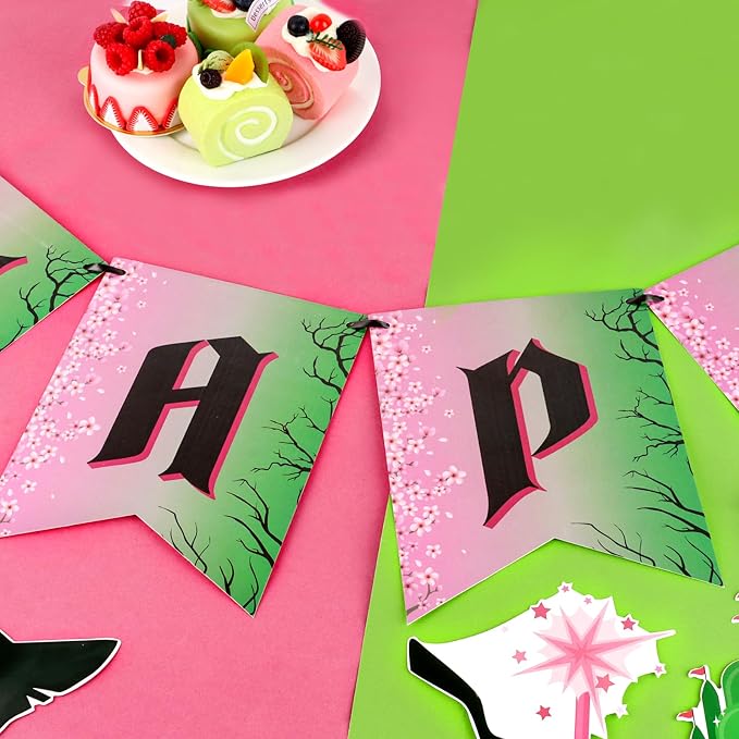 Witch Theme Birthday Party Decorations Happy Birthday Banner Garland Pink and - Image 4